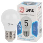Лампочка светодиодная ЭРА STD LED P45-5W-840-E27 E27 / Е27 5Вт шар нейтральный белый свет купить оптом недорого