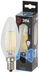 Лампочка светодиодная ЭРА F-LED B35-7W-840-E14 Е14 / Е14 7Вт филамент свеча нейтральный белый свет купить оптом недорого