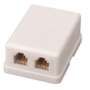 Розетка телефонная 2-м ОП RJ14 (6P4C) кат.3 бел. Rexant 03-0002 оптом купить цена
