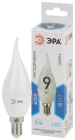 Лампочка светодиодная ЭРА STD LED BXS-9W-840-E14 E14 / Е14 9Вт свеча на ветру нейтральный белый свет купить оптом недорого