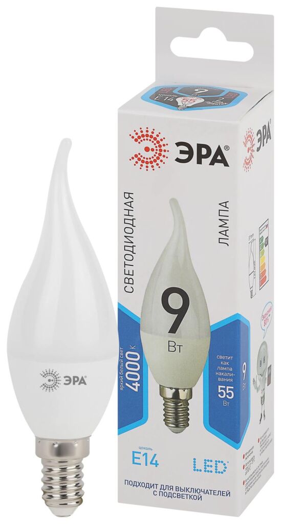 Лампочка светодиодная ЭРА STD LED BXS-9W-840-E14 E14 / Е14 9Вт свеча на ветру нейтральный белый свет оптом купить хорошая цена Лампочка светодиодная ЭРА STD LED BXS-9W-840-E14 E14 / Е14 9Вт свеча на ветру нейтральный белый свет купить оптом недорого