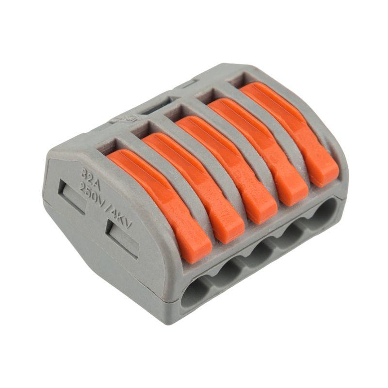 Клемма строительно-монтажная СМК 222-415 5-проводная 0.08-2.5/4кв.мм сер. (уп.40шт) Rexant 07-5255-4 купить оптом выгодно Клемма строительно-монтажная СМК 222-415 5-проводная 0.08-2.5/4кв.мм сер. (уп.40шт) Rexant 07-5255-4 оптом купить цена