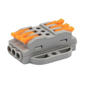 Клемма строительно-монтажная СМК проходная 222-423P 3п 0.08-4кв.мм с монтажной площадкой сер. (блист.5шт) Rexant 07-6263-5 оптом купить цена