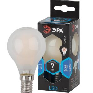 Лампочка светодиодная ЭРА F-LED P45-7W-840-E14 frost Е14 / E14 7Вт филамент шар матовый нейтральный белый свет купить оптом недорого