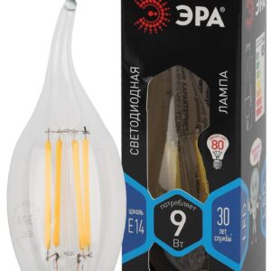 Лампочка светодиодная ЭРА F-LED BXS-9W-840-E14 Е14 / Е14 9Вт филамент свеча на ветру нейтральный белый свет купить оптом недорого