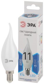 Лампочка светодиодная ЭРА STD LED BXS-11W-840-E14 E14 / Е14 11Вт свеча на ветру нейтральный белый свет купить оптом недорого
