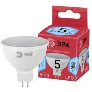 Лампочка светодиодная ЭРА RED LINE ECO LED MR16-5W-840-GU5.3 GU5.3 5Вт софит нейтральный белый свет купить оптом недорого