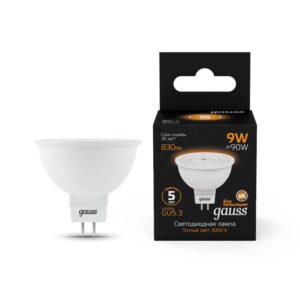 Лампа светодиодная Black 9Вт MR16 софит 3000К тепл. бел. GU5.3 830лм GAUSS 101505109 оптом купить цена