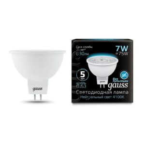 Лампа светодиодная Black 7Вт MR16 софит 4100К нейтр. бел. GU5.3 630лм GAUSS 101505207 оптом купить цена
