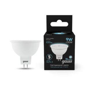 Лампа светодиодная Black 9Вт MR16 софит 4100К нейтр. бел. GU5.3 830лм GAUSS 101505209 оптом купить цена