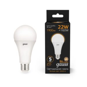 Лампа светодиодная Black 22Вт A70 грушевидная 3000К тепл. бел. E27 1900лм GAUSS 102502122 оптом купить цена