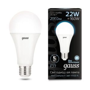 Лампа светодиодная Black 22Вт A70 грушевидная 4100К нейтр. бел. E27 2000лм GAUSS 102502222 оптом купить цена