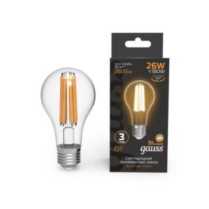 Лампа светодиодная филаментная Black Filament 26Вт A70 грушевидная 2700К тепл. бел. E27 2600лм GAUSS 102902126 оптом купить цена