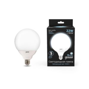 Лампа светодиодная Black 22Вт G125 шар 4100К нейтр. бел. E27 1900лм GAUSS 105102222 оптом купить цена