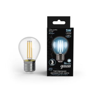 Лампа светодиодная филаментная Black Filament 5Вт P45 шар 4100К нейтр. бел. E27 450лм GAUSS 105802205 оптом купить цена