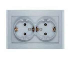 Розетка 2-м СП Бриллиант 16А IP20 с заземл. серебр. UNIVersal 7949780 оптом купить цена