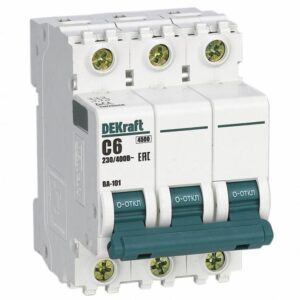 Выключатель автоматический модульный 3п C 6А 4.5кА ВА-101 DEKraft 11076DEK оптом купить цена