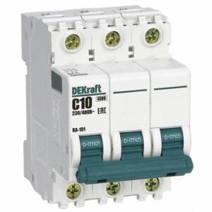 Выключатель автоматический модульный 3п C 10А 4.5кА ВА-101 DEKraft 11077DEK оптом купить цена