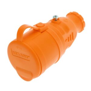 Розетка переносная влагозащищенная с крышкой с заземл. 16А IP44 каучук оранж. Rexant 111-123 оптом купить цена