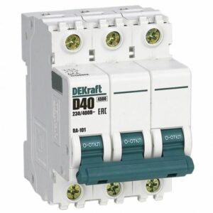 Выключатель автоматический модульный 3п D 40А 4.5кА ВА-101 DEKraft 11130DEK оптом купить цена