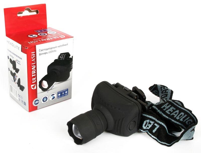 Фонарь налобный LED 5354 1Вт LED ZOOM 3 режима 3хR03 сер. Ultraflash 11549 купить оптом выгодно Фонарь налобный LED 5354 1Вт LED ZOOM 3 режима 3хR03 сер. Ultraflash 11549 оптом купить цена