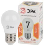 Лампочка светодиодная ЭРА STD LED P45-7W-827-E27 E27 / Е27 7Вт шар теплый белый свет купить оптом недорого