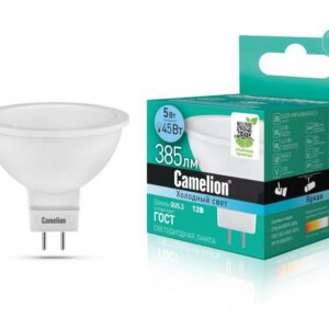 Лампа светодиодная LED5-MR16/845/GU5.3 5Вт 4500К бел. GU5.3 385лм 12В Camelion 12026 оптом купить цена