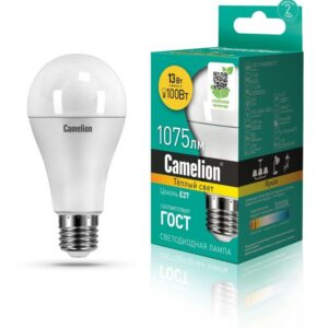 Лампа светодиодная LED13-A60/830/E27 13Вт грушевидная 3000К тепл. бел. E27 1045лм 220-240В Camelion 12045 оптом купить цена