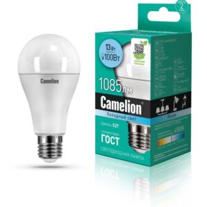 Лампа светодиодная LED13-A60/845/E27 13Вт грушевидная 4500К бел. E27 1085лм 220-240В Camelion 12046 оптом купить цена