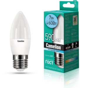 Лампа светодиодная LED7-C35/845/E27 7Вт свеча 4500К бел. E27 560лм 220В Camelion 12078 оптом купить цена