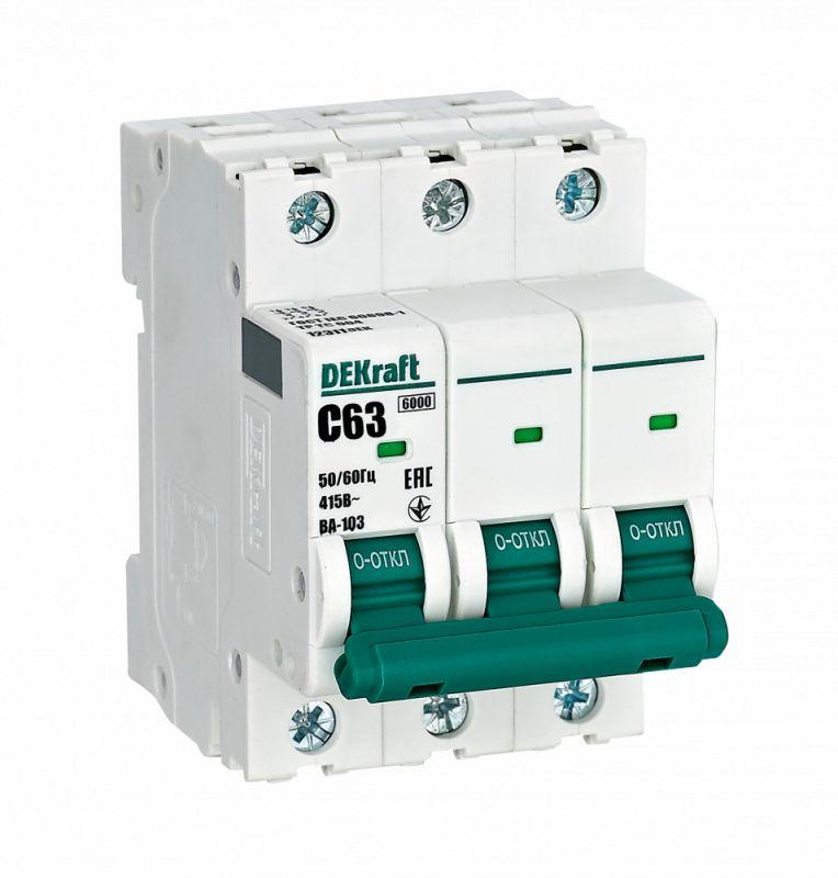 Выключатель автоматический модульный 3п C 63А ВА103 DEKraft 12311DEK купить оптом выгодно Выключатель автоматический модульный 3п C 63А ВА103 DEKraft 12311DEK оптом купить цена
