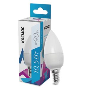 Лампа светодиодная 10.5Вт свеча 4500К бел. E14 220В КОСМОС LkecLED10.5wCNE1445 оптом купить цена