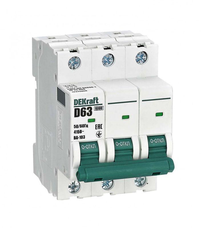 Выключатель автоматический модульный 3п D 63А 6кА ВА-103 DEKraft 12375DEK купить оптом выгодно Выключатель автоматический модульный 3п D 63А 6кА ВА-103 DEKraft 12375DEK оптом купить цена