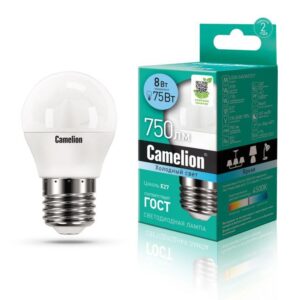 Лампа светодиодная LED8-G45/845/E27 8Вт шар 4500К бел. E27 750лм 170-265В Camelion 12394 оптом купить цена