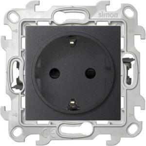 Розетка 1-м СП Simon 24 16А IP20 2P+E Push&Go защ. шторки механизм графит Simon 2420432-038 оптом купить цена