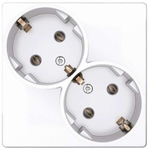 Розетка 2-м СП Simon 24 16А IP20 2х2P+E Schuko без защ. шторок механизм бел. Simon 2450459-030 оптом купить цена