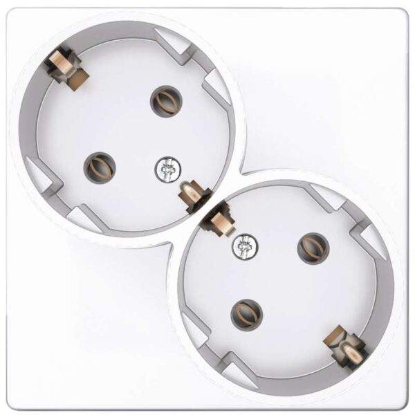 Розетка 2-м СП Simon 24 16А IP20 2х2P+E Schuko без защ. шторок механизм бел. Simon 2450459-030 оптом купить цена