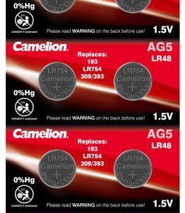 Элемент питания алкалиновый "таблетка" LR754/393A/193/G 5 Mercury Free AG5-BP0%Hg для часов BL-10 (блист.10шт) Camelion 12813 оптом купить цена