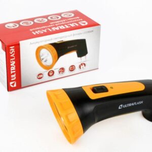 Фонарь аккумуляторный LED3804M 4LED аккум. SLA 220В пластик. черн./желт. (кор.) Ultraflash 12867 оптом купить цена