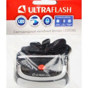 Фонарь налобный LED 5380 (3Вт COB LED 3 режима черн. пласт. пакет) Ultraflash 12870 оптом купить цена