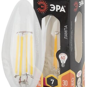 Лампочка светодиодная ЭРА F-LED B35-7W-827-E14 Е14 / Е14 7Вт филамент свеча теплый белый свет купить оптом недорого