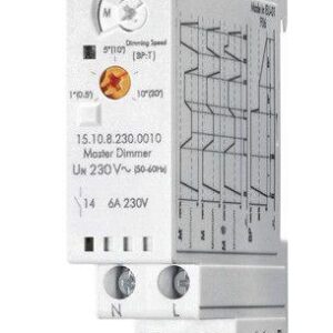 Диммер модульный ведущий электронный (Master) 4 функции сигнал 0-10В подключение до 32 ведомых диммеров (Slave) управление до 15 кнопок с подсветкой 230В AC (50Гц) IP20 FINDER 151082300010 оптом купить цена