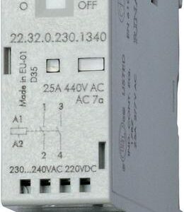 Контактор модульный 2NO 25А AgSnO2 230В AC/DC 17.5мм IP20 опции: мех. индикатор + LED FINDER 223202304320 оптом купить цена