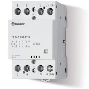 Контактор модульный 4NO 63А AgSnO2 230В AC/DC 53.5мм IP20 опции: мех. индикатор FINDER 226402304310 оптом купить цена