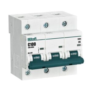Выключатель автоматический модульный 3п C 100А 10кА ВА-201 DEKraft 13009DEK оптом купить цена