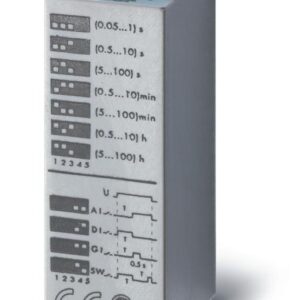 Таймер миниатюрный мультифункциональный (AI DI SW GI) монтаж в розетку 240В AC 2CO 10А регулировка времени 0.05с…100ч IP40 в комплекте металлич. клипса 094.81 FINDER 850282400000 оптом купить цена