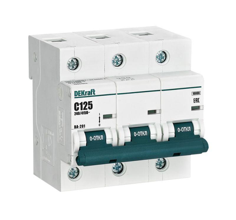 Выключатель автоматический модульный 3п C 125А 10кА ВА-201 DEKraft 13027DEK купить оптом выгодно Выключатель автоматический модульный 3п C 125А 10кА ВА-201 DEKraft 13027DEK оптом купить цена
