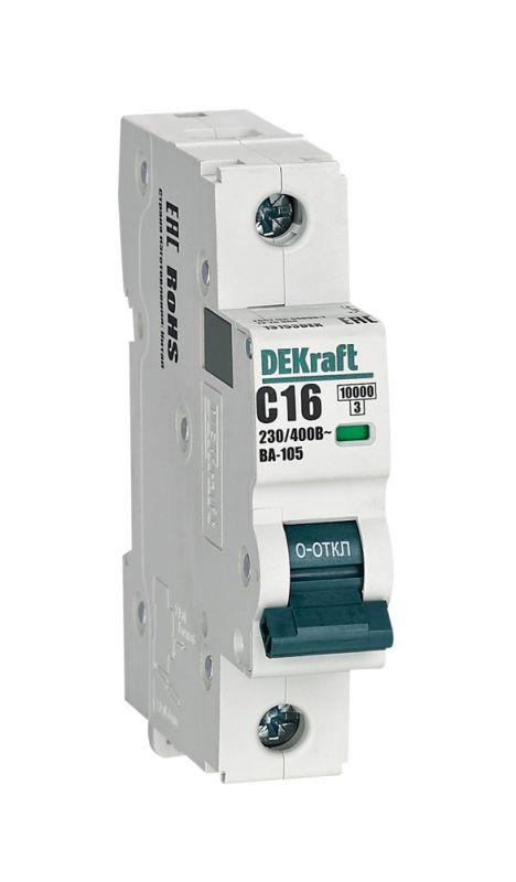 Выключатель автоматический модульный 1п C 16А 10кА ВА-105 DEKraft 13153DEK купить оптом выгодно Выключатель автоматический модульный 1п C 16А 10кА ВА-105 DEKraft 13153DEK оптом купить цена