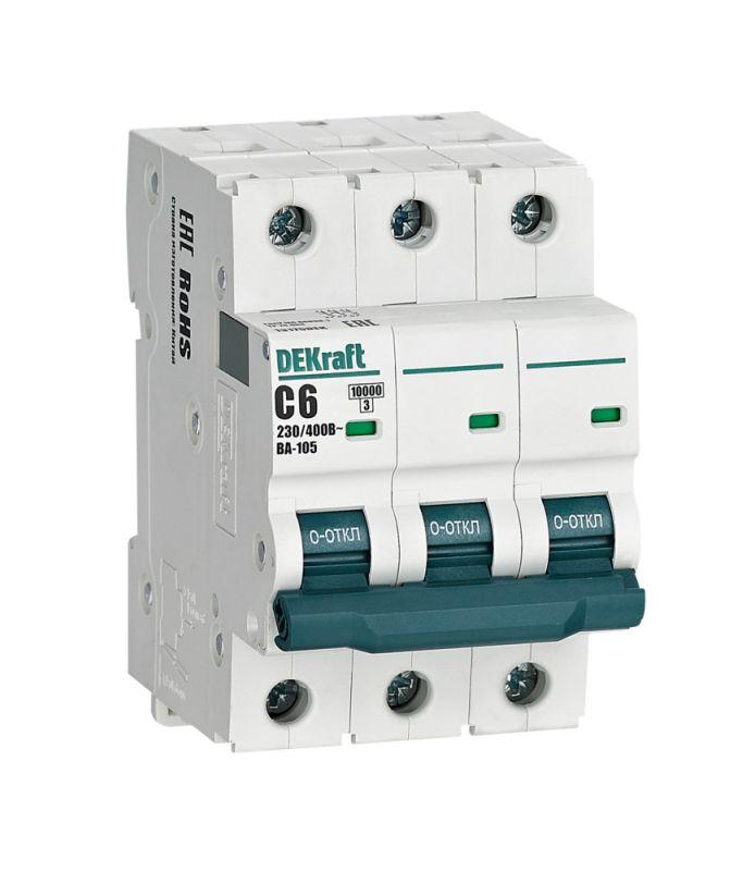 Выключатель автоматический модульный 3п C 6А 10кА ВА-105 DEKraft 13175DEK купить оптом выгодно Выключатель автоматический модульный 3п C 6А 10кА ВА-105 DEKraft 13175DEK оптом купить цена