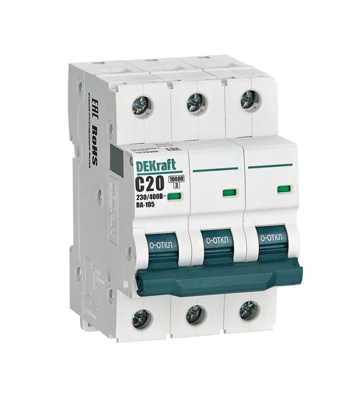 Выключатель автоматический модульный 3п C 20А 10кА ВА-105 DEKraft 13178DEK купить оптом выгодно Выключатель автоматический модульный 3п C 20А 10кА ВА-105 DEKraft 13178DEK оптом купить цена
